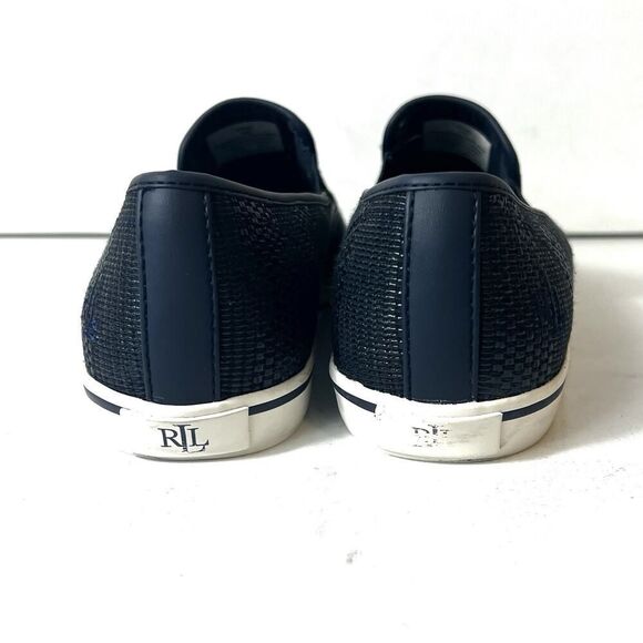 Lauren Ralph Lauren Womens Sz 10B Slip On Flats Casual Shoes Navy Blue Synthetic - Picture 9 of 11